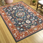 Kaleen Sunice Collection Tangerine Navy Area Rug 5' x 7'6"