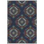 Kaleen Sunice Collection Navy Tangerine Throw Rug 1'9" x 3'