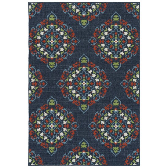 Kaleen Sunice Collection Navy Tangerine Throw Rug 1'9" x 3'