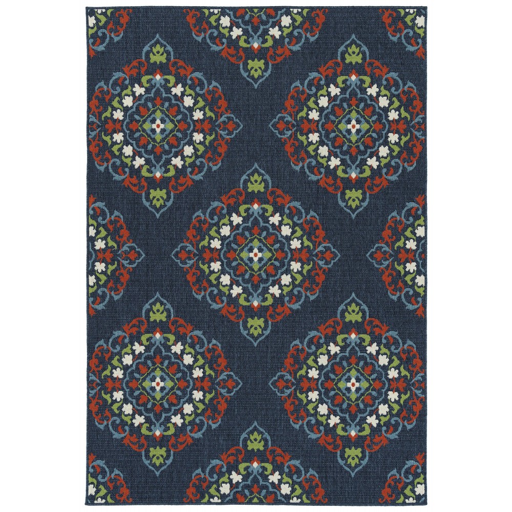 Kaleen Sunice Collection Navy Tangerine Throw Rug 1'9" x 3'