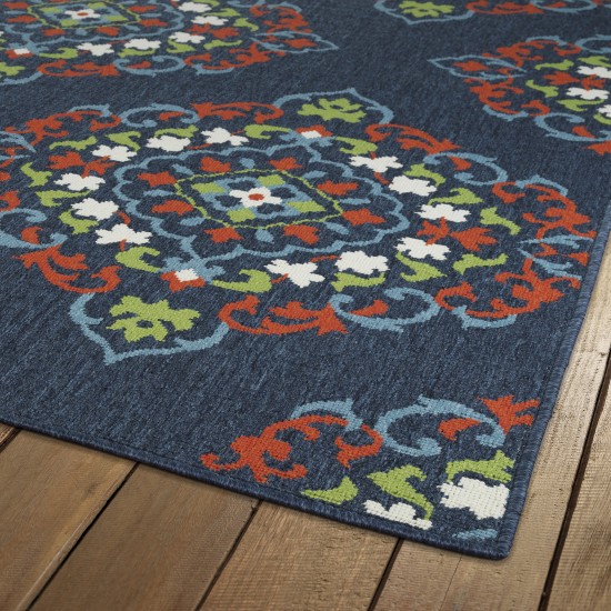 Kaleen Sunice Collection Navy Tangerine Throw Rug 1'9" x 3'