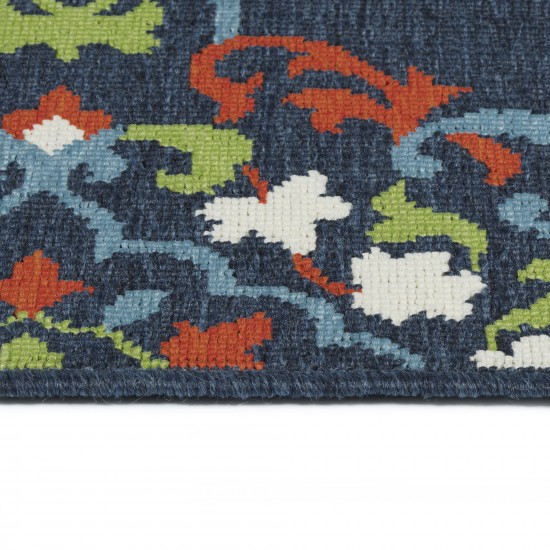 Kaleen Sunice Collection Navy Tangerine Throw Rug 1'9" x 3'