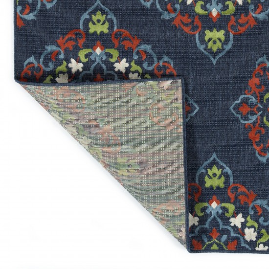Kaleen Sunice Collection Navy Tangerine Throw Rug 1'9" x 3'