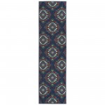 Kaleen Sunice Collection Navy Tangerine Throw Rug 1'9" x 3'