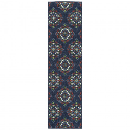 Kaleen Sunice Collection Navy Tangerine Throw Rug 1'9" x 3'