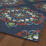 Kaleen Sunice Collection Navy Tangerine Throw Rug 1'9" x 3'