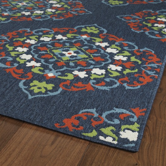 Kaleen Sunice Collection Navy Tangerine Throw Rug 1'9" x 3'