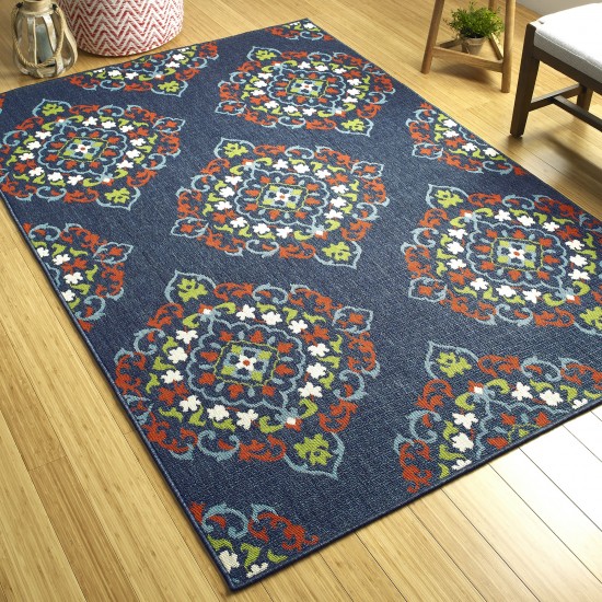 Kaleen Sunice Collection Navy Tangerine Throw Rug 1'9" x 3'
