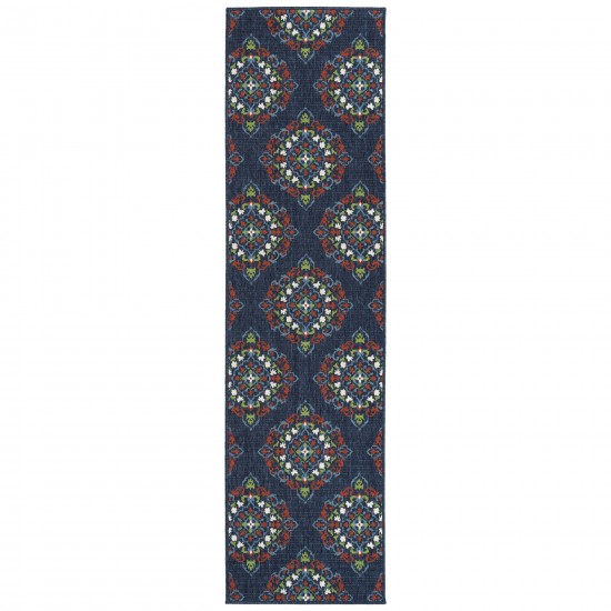 Kaleen Sunice Collection Navy Tangerine Runner 2'2" x 8'