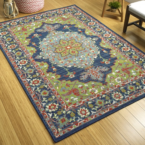 Kaleen Sunice Collection Dark Lime Green Area Rug 5' x 7'6"