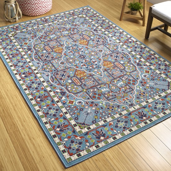 Kaleen Sunice Collection Light Light Blue Throw Rug 2'5" x 3'9"