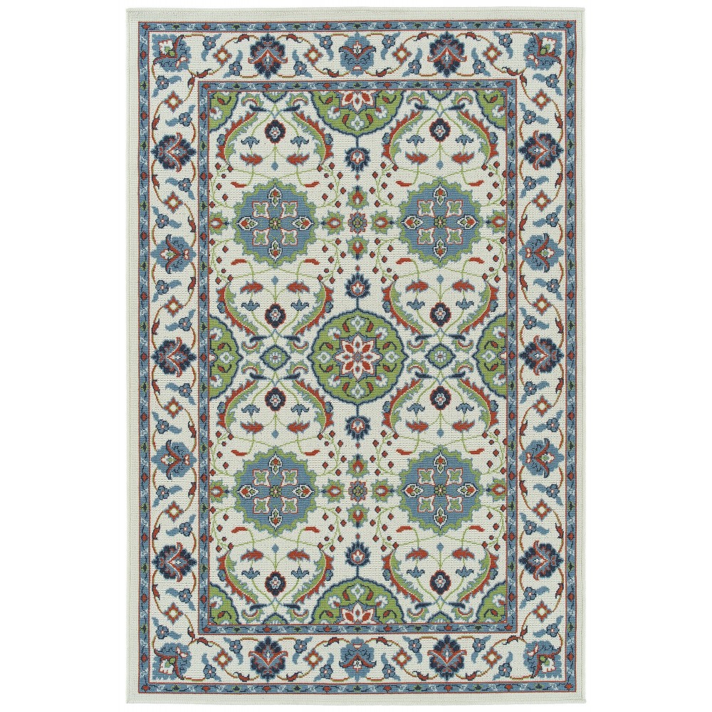 Kaleen Sunice Collection Ivory LtBlue Throw Rug 1'9" x 3'