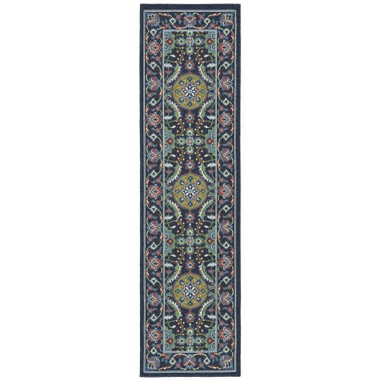 Kaleen Sunice Collection Navy LtBlue Throw Rug 1'9" x 3'