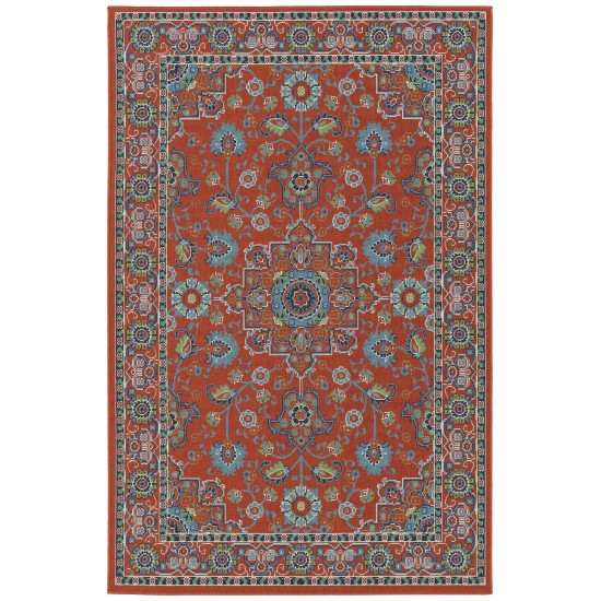 Kaleen Sunice Collection Tangerine LtBlue Throw Rug 1'9" x 3'