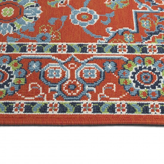 Kaleen Sunice Collection Tangerine LtBlue Throw Rug 1'9" x 3'