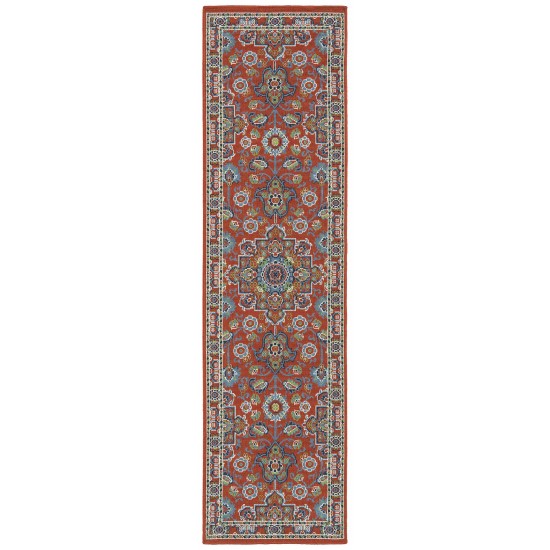 Kaleen Sunice Collection Tangerine LtBlue Throw Rug 1'9" x 3'