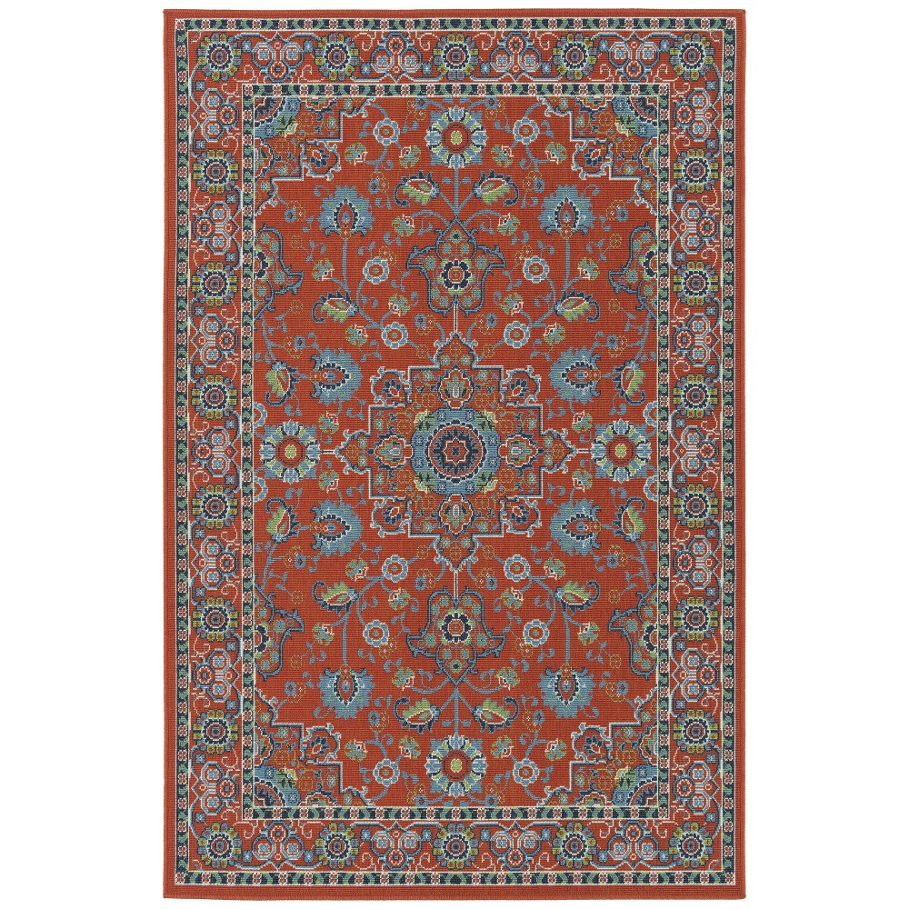 Kaleen Sunice Collection Tangerine LtBlue Area Rug 5' x 7'6"