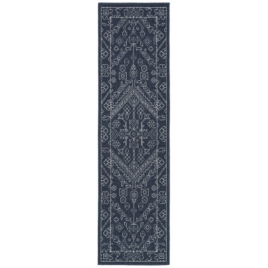 Kaleen Sunice Collection Navy White Throw Rug 1'9" x 3'