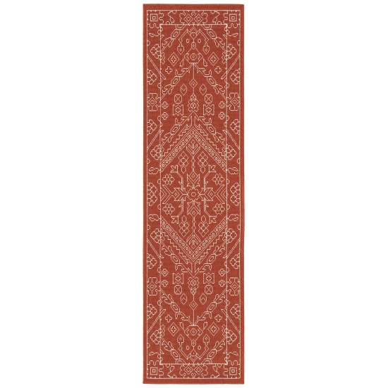 Kaleen Sunice Collection Tangerine White Area Rug 5' x 7'6"