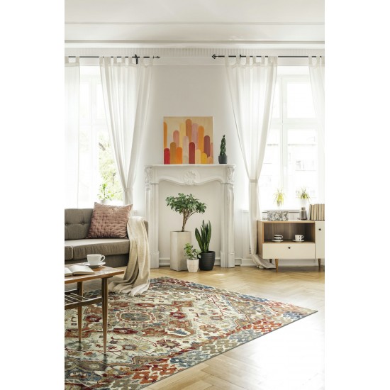 Kaleen Tallah Collection Multi Ivory Area Rug 4'11" x 7'10"