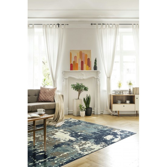 Kaleen Tallah Collection Navy Ivory Throw Rug 1'10" x 3'