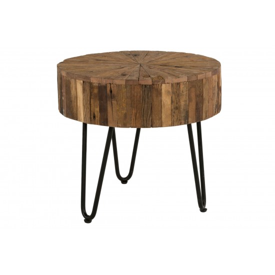 Sawyer Rustic Wood Round End Table