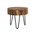 Sawyer Rustic Wood Round End Table