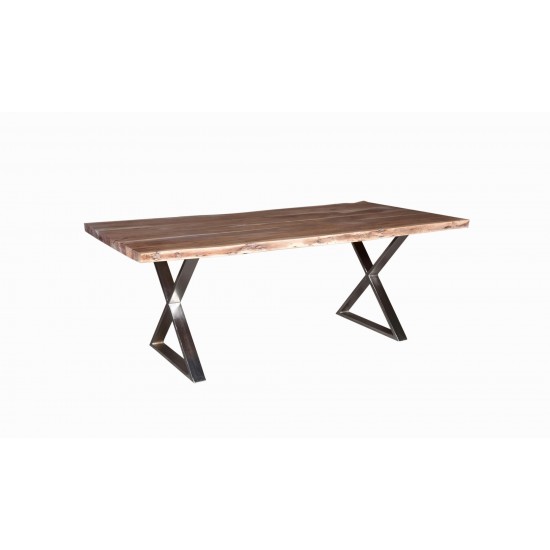 Loomie 82" Wood and Metal Dining Table