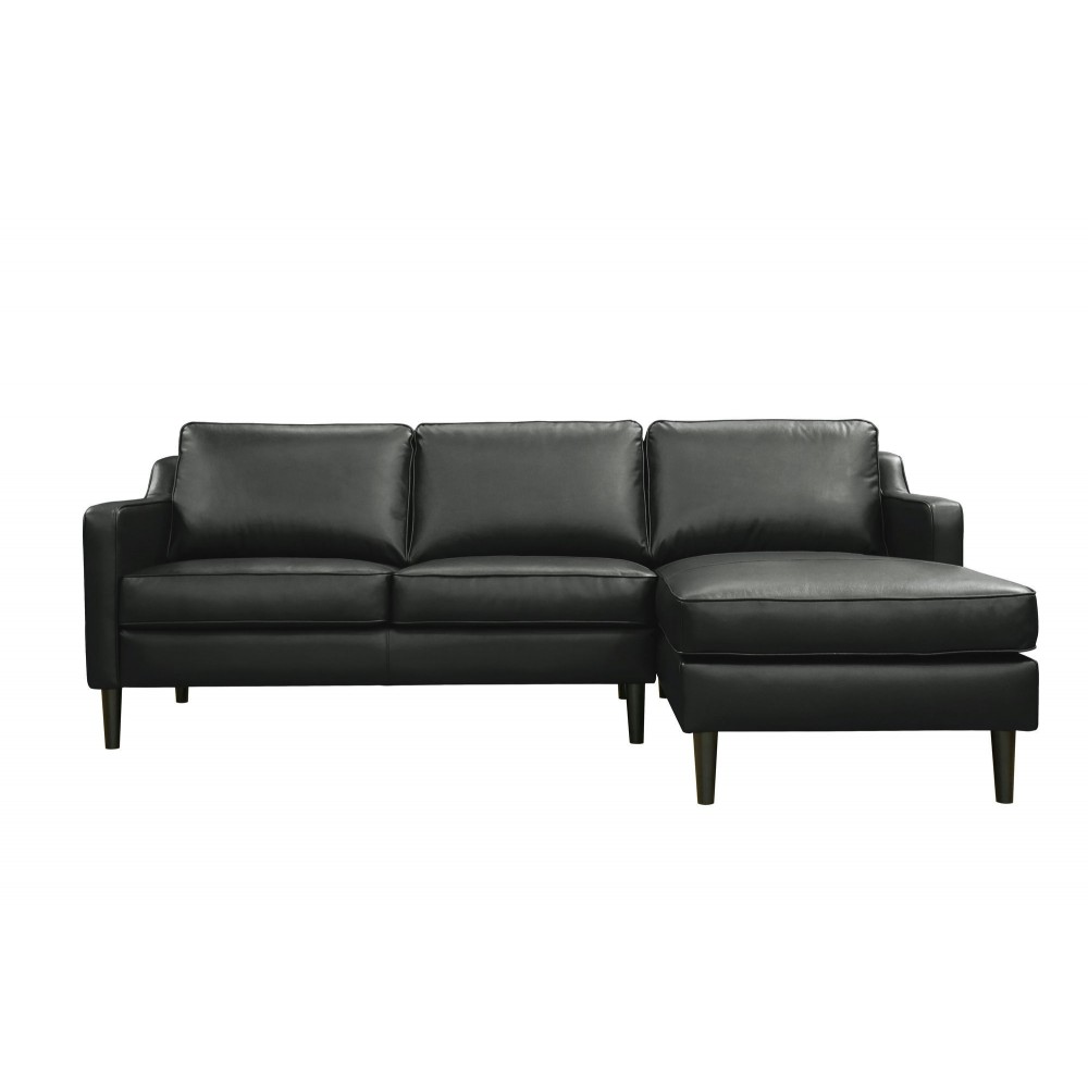 Birchcliffe Leather Right Facing Sectional, Charcoal