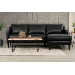 Birchcliffe Leather Right Facing Sectional, Charcoal