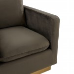 LeisureMod Nervo Velvet Accent Armchair In Dark Grey