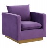 LeisureMod Nervo Velvet Accent Armchair In Purple