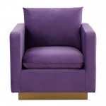LeisureMod Nervo Velvet Accent Armchair In Purple