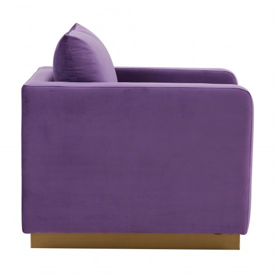 LeisureMod Nervo Velvet Accent Armchair In Purple