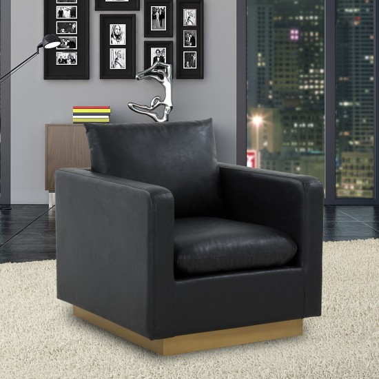 LeisureMod Nervo Leather Accent Armchair In Black