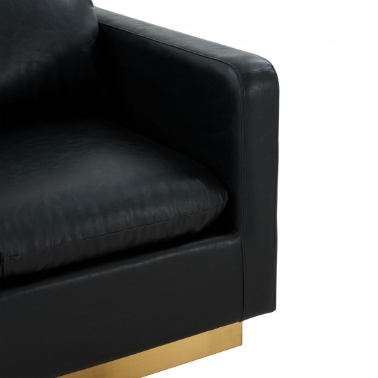 LeisureMod Nervo Leather Accent Armchair In Black