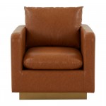 LeisureMod Nervo Leather Accent Armchair In Cognac Tan