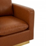 LeisureMod Nervo Leather Accent Armchair In Cognac Tan
