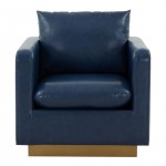 LeisureMod Nervo Leather Accent Armchair In Navy Blue