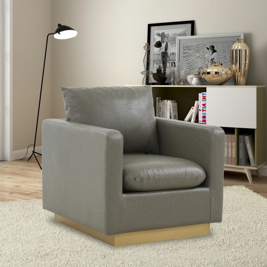 LeisureMod Nervo Leather Accent Armchair In Grey