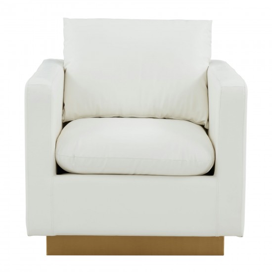 LeisureMod Nervo Leather Accent Armchair In White