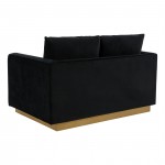 LeisureMod Nervo Modern Mid-Century Upholstered Velvet Loveseat In Black