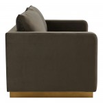 LeisureMod Nervo Modern Mid-Century Upholstered Velvet Loveseat In Dark Grey