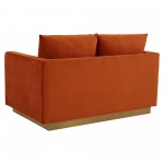 LeisureMod Nervo Modern Mid-Century Upholstered Velvet Loveseat In Orange