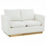 LeisureMod Nervo Modern Mid-Century Upholstered Leather Loveseat In White