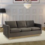 LeisureMod Nervo Modern Mid-Century Upholstered Velvet Sofa In Dark Grey