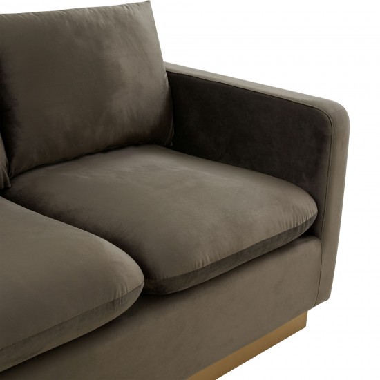 LeisureMod Nervo Modern Mid-Century Upholstered Velvet Sofa In Dark Grey