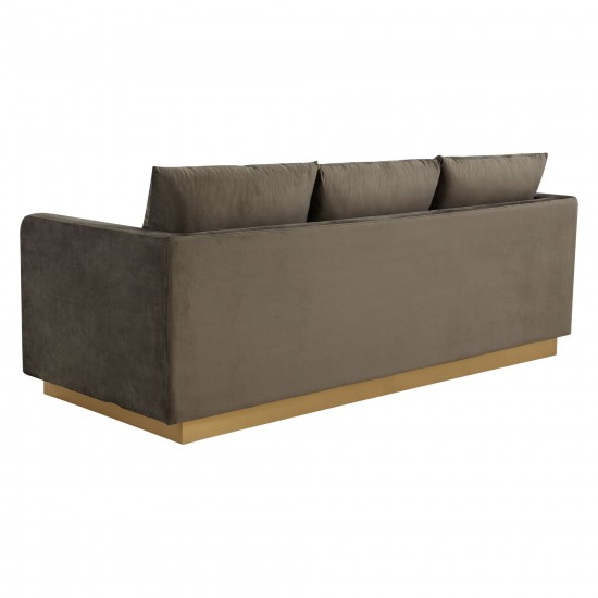 LeisureMod Nervo Modern Mid-Century Upholstered Velvet Sofa In Dark Grey