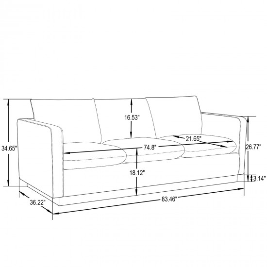 LeisureMod Nervo Modern Mid-Century Upholstered Velvet Sofa In Orange Marmalade