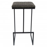 LeisureMod Quincy Quilted Stitched Leather Bar Stools With Metal Frame